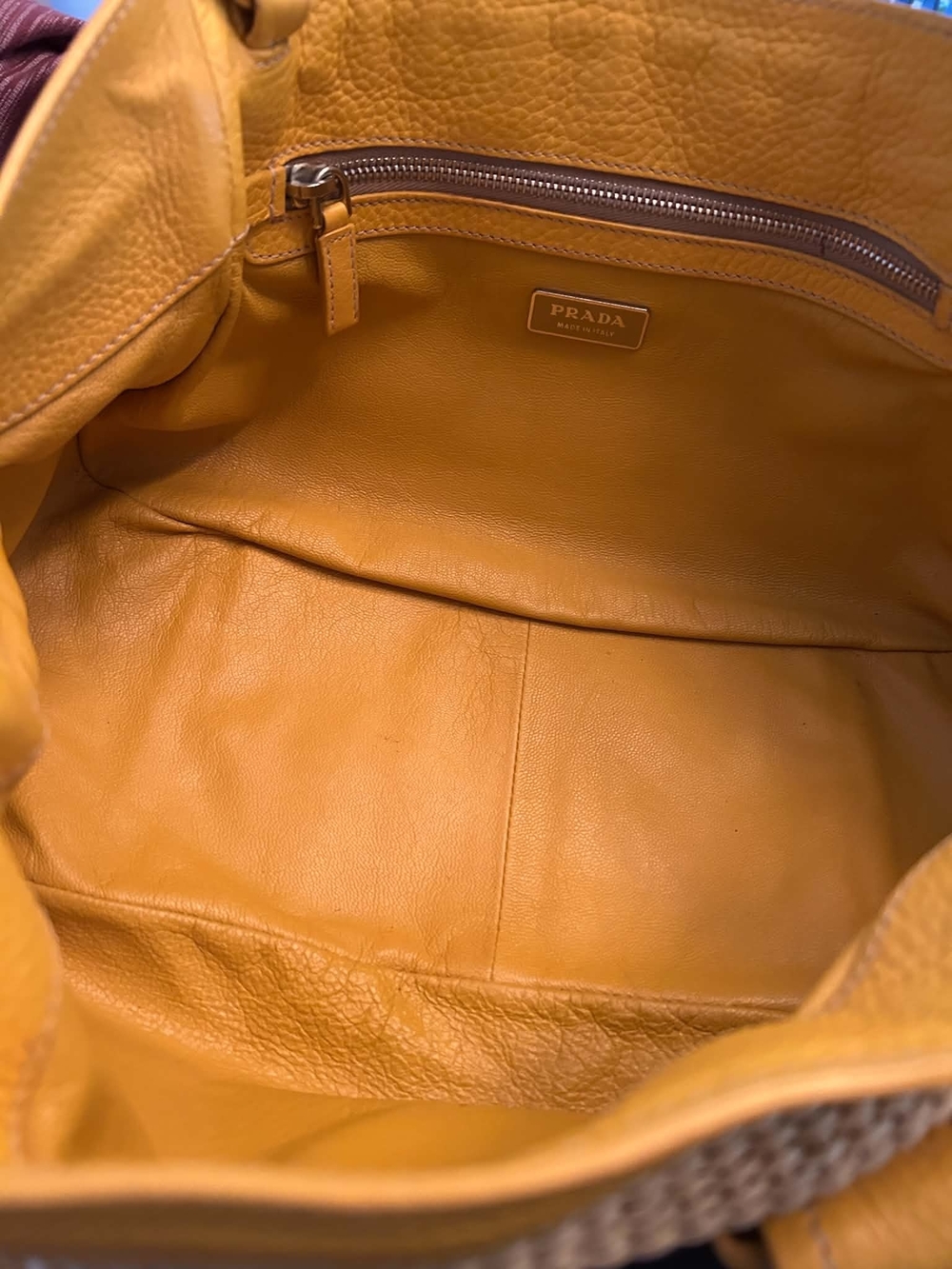 Prada Yellow Leather Hobo Bag